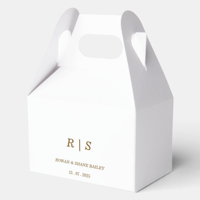 Elegant Brown Monogram Wedding Favour  Favor Box (Front)