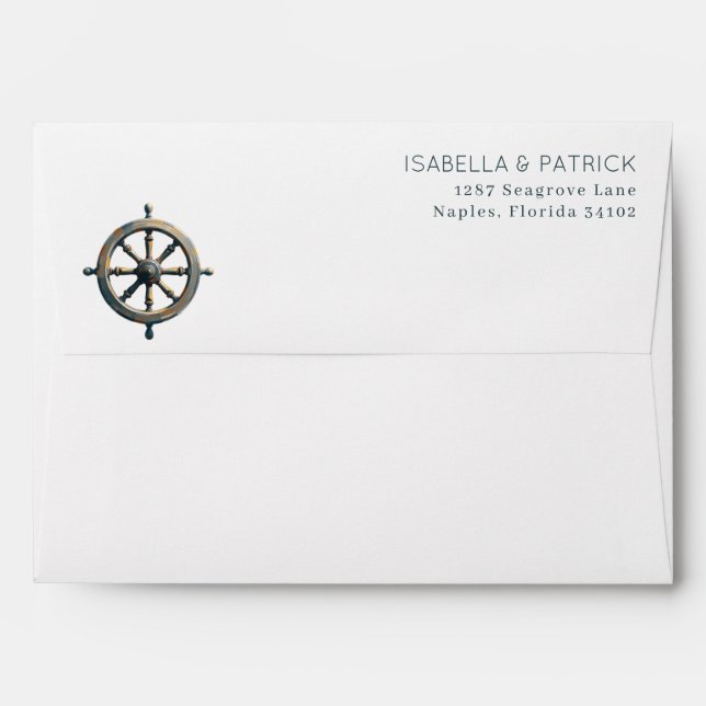 Elegant Brown Nautical Wheel Envelope (Back (Top Flap))