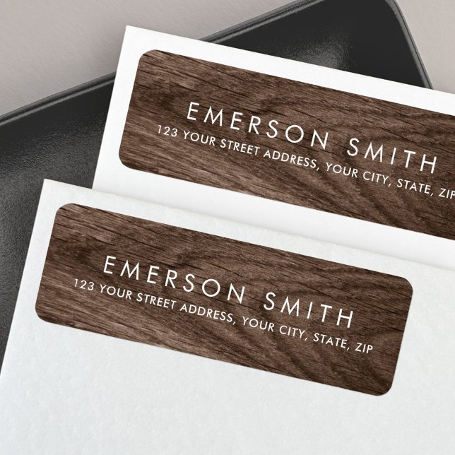 Elegant brown oak wood grain modern return address (Elegant brown oak wood grain modern return address label)