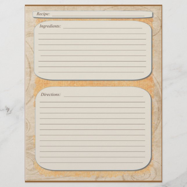 Elegant brown orange fade recipe page (Front)