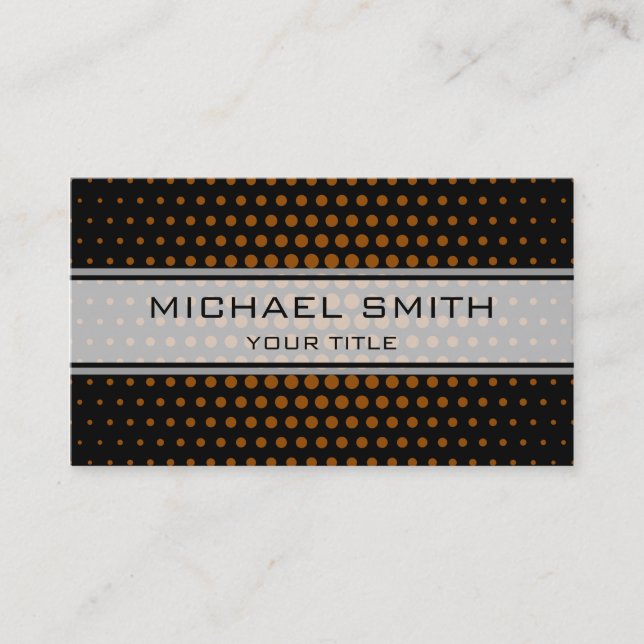 Elegant Brown Polka Dot Pattern Business Card (Front)