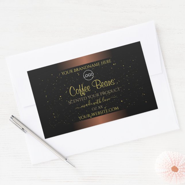 Elegant Brown Product Label Gold Soft Glitter Logo (Envelope)