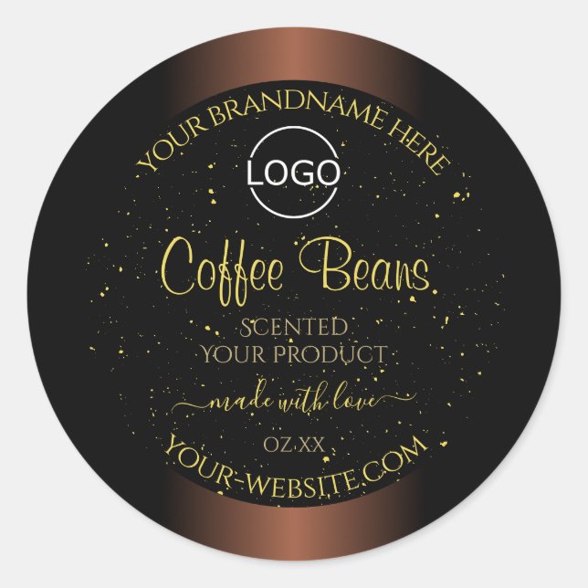 Elegant Brown Product Label Gold Soft Glitter Logo (Front)