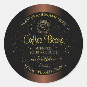 Elegant Brown Product Label Gold Soft Glitter Rose
