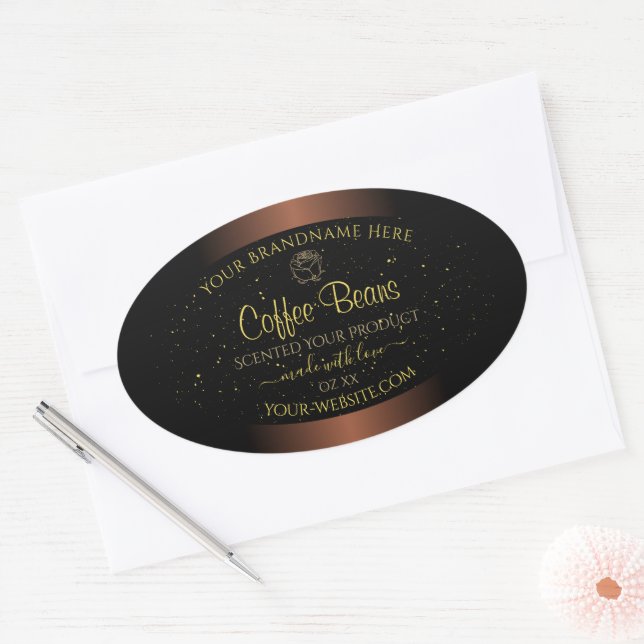 Elegant Brown Product Label Gold Soft Glitter Rose (Envelope)