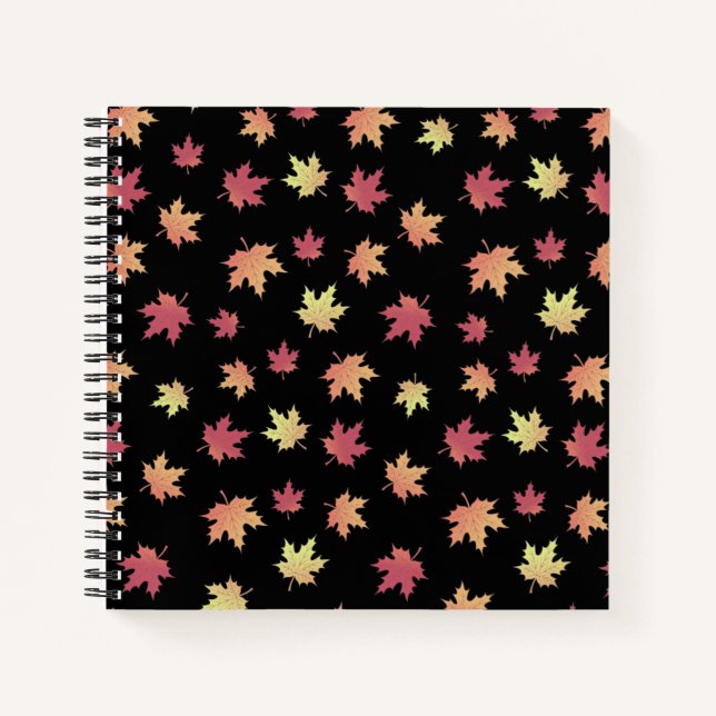 Elegant Brown Red Autumn Leaves Pattern | Notebook (Front)