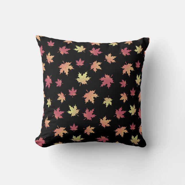 Elegant Brown Red Autumn Leaves Pattern | Throw Pillow (Front)