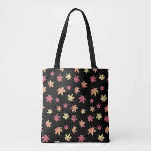 Elegant Brown Red Autumn Leaves Pattern Tote Bag