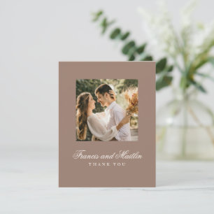 Elegant Brown Romantic Photo Wedding Thank You Card