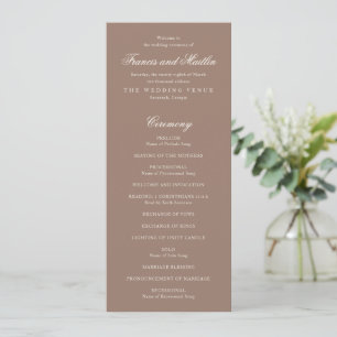 Elegant Brown Romantic Wedding Program