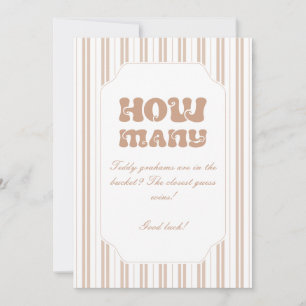 Elegant Brown Striped How Manu Teddy Baby Game Invitation
