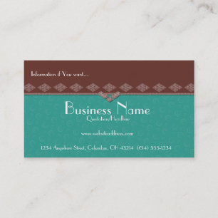 Elegant Brown & Teal Swirls Business Cards