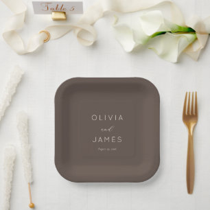 Elegant Brown Typographic Paper Plate