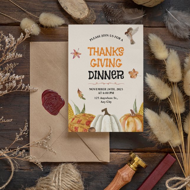 Elegant Brown Vintage Floral Thanksgiving  Invitation (brown floral thanksgiving invitation card)