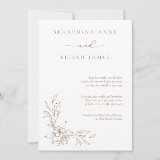 Elegant Brown Wedding Invitation