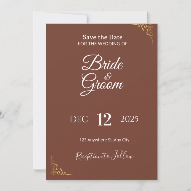 Elegant Brown Wedding Invitation | Rustic Neutral  (Front)