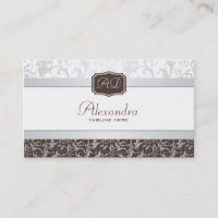 Elegant Brown & White Damask Pattern-Template