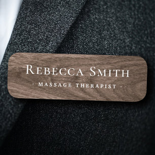 Elegant brown wood grain look name and title tag