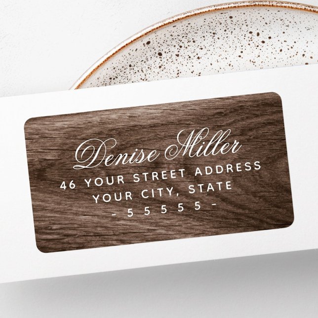 Elegant brown wood grain return address label (Elegant brown wood grain return address label)