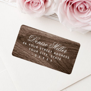 Elegant brown wood grain return address label