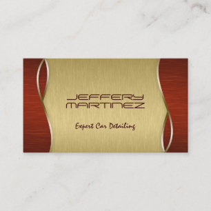 Elegant Brown Wood, Metallic Gold Background Business Card