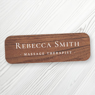 Elegant brown wood name and title name tag