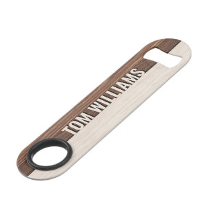 Elegant Brown Wood Texture Modern Style Monogram Bar Key