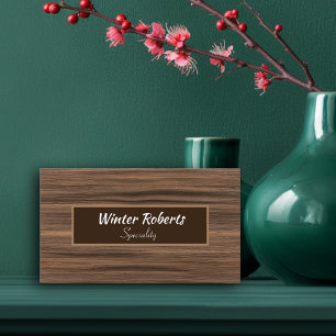 Elegant brown wooden business card