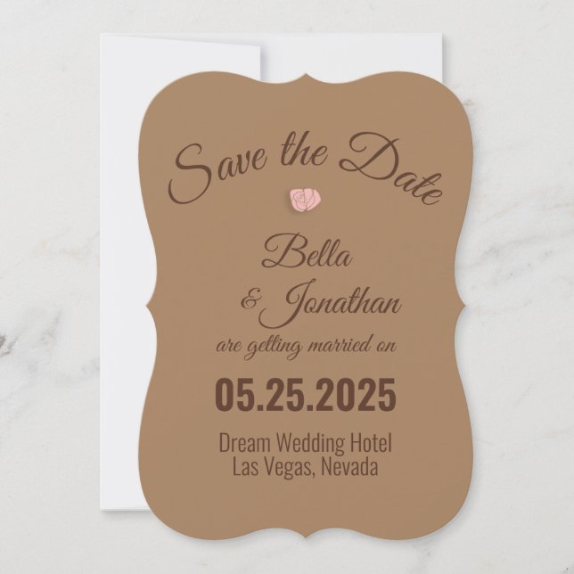 Elegant Brown Yes, We Do Save the Date Card (Front)