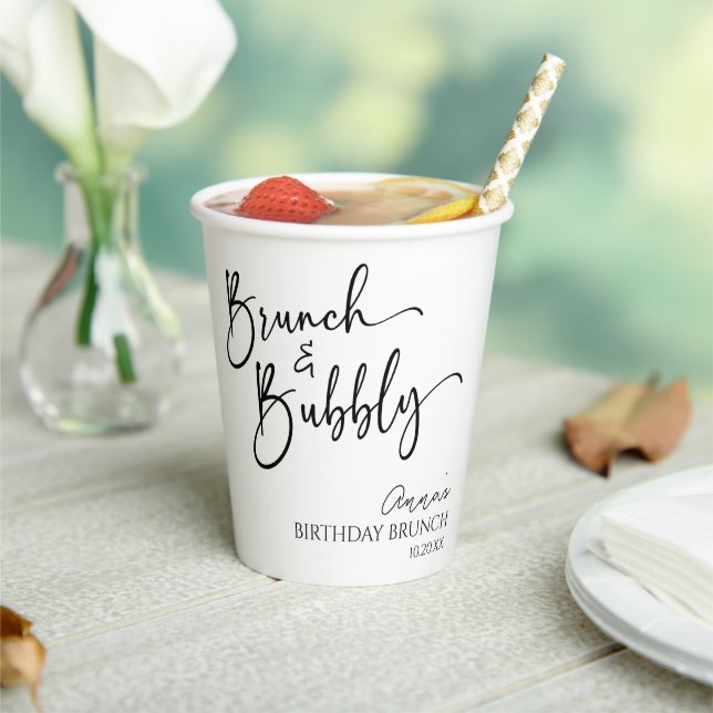 Elegant Brunch and Bubbly Birthday Brunch Party Paper Cups (Insitu)
