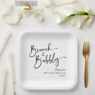 Elegant Brunch and Bubbly Birthday Brunch Party Paper Plate