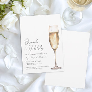 Elegant Brunch And Bubbly Bridal Shower Invitation
