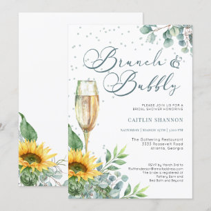 Elegant Brunch and Bubbly Sunflower Bridal Shower Invitation