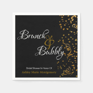 Elegant Brunch Bubbly Bridal Shower Gold Confetti Napkin