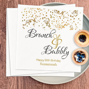 Elegant Brunch Bubbly Gold Confetti Custom Party Napkin