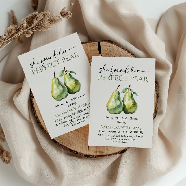 Elegant Brunch Greenery Perfect Pear Bridal Shower Invitation (Creator Uploaded)
