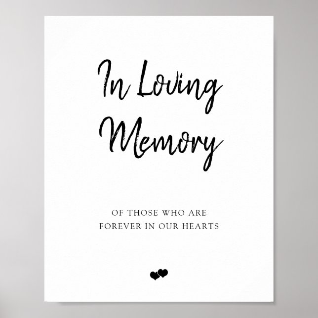 Elegant Brush Script In Loving Memory Wedding Sign (Front)