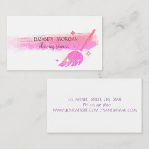 Elegant Brush Stroke,Glitter Broom, Maid Cleaning  Business Card