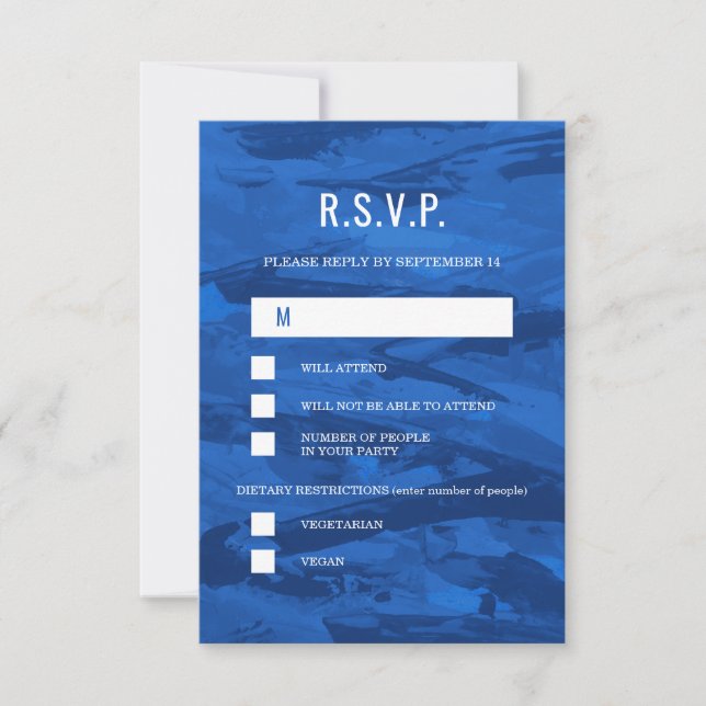 Elegant Brush Strokes & Star of David Bar Mitzvah RSVP Card (Front)