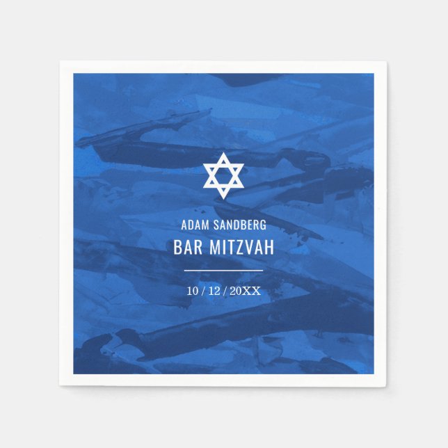Elegant Brush Strokes & Star of David Sticker Napkin (Front)