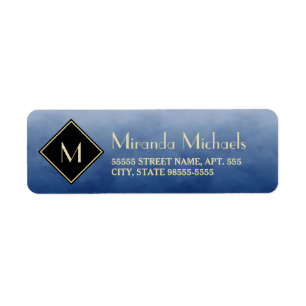 Elegant Brushed Blue With Simple Gold Monogram