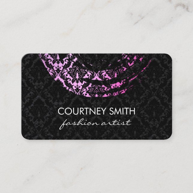 Elegant Brushed Damask Business Card (Front)