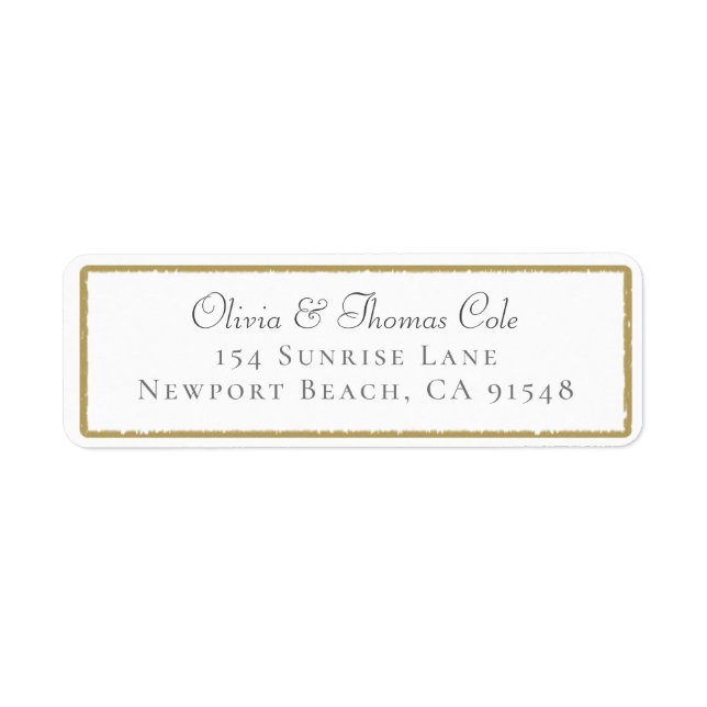 Elegant Brushed Gold Frame Wedding Return Address (Front)