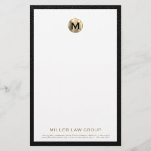 Elegant Brushed Gold Monogram Stationery