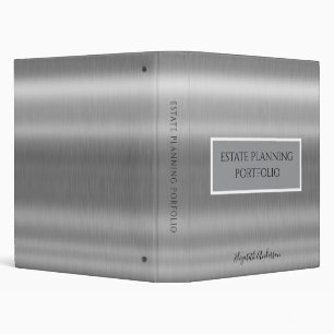 Elegant Brushed Metal Estate Planning Portfolio Binder
