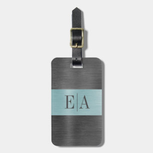 Elegant Brushed Metal Script Monogram Cute Luggage Tag