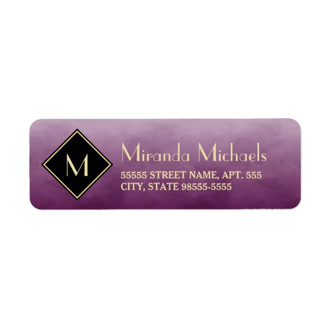 Elegant Brushed Purple With Simple Gold Monogram (Front)