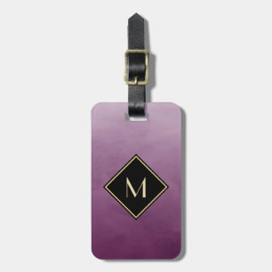 Elegant Brushed Purple With Simple Gold Monogram Luggage Tag