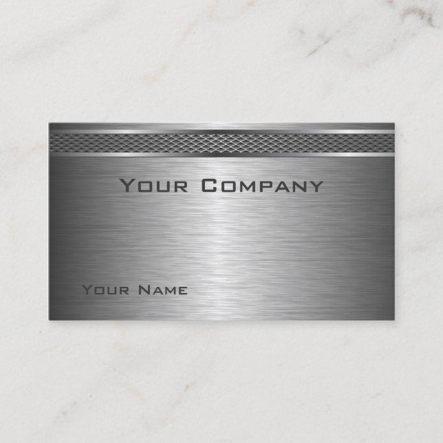 Elegant Brushed Silver Corporate  Business Card (Front)