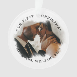 Elegant Brushstroke Overlay Photo Acrylic Ornament